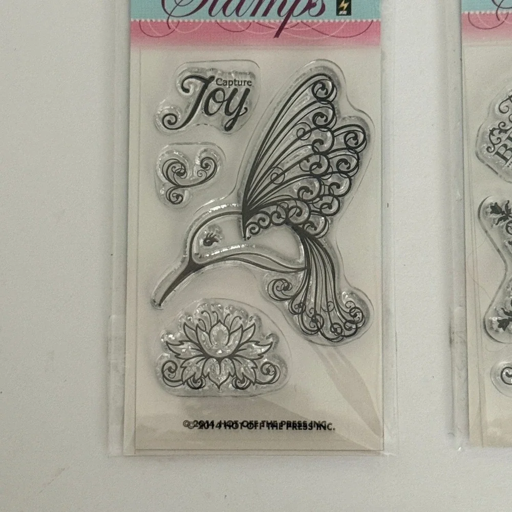 Lot of 7 Hot Off The Press Small Stamps Clear Acrylic Rubber Craft Scrapbook
